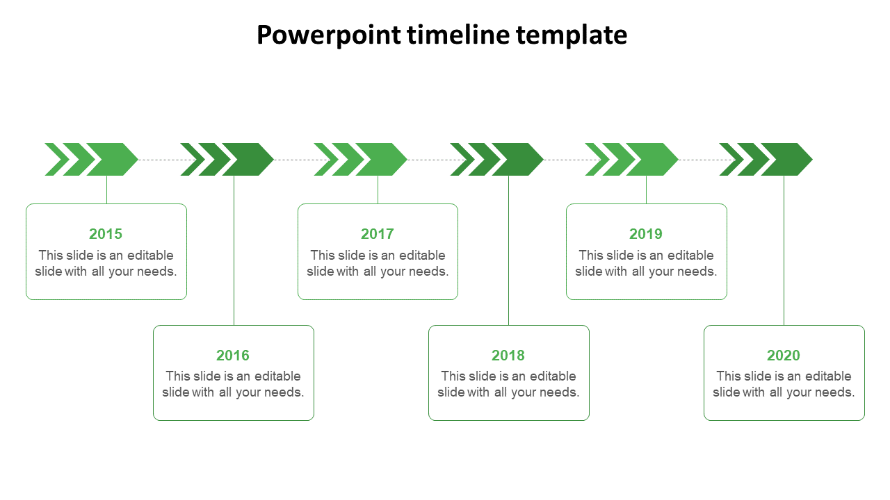 Free - Editable PowerPoint Timeline Template In Green Color